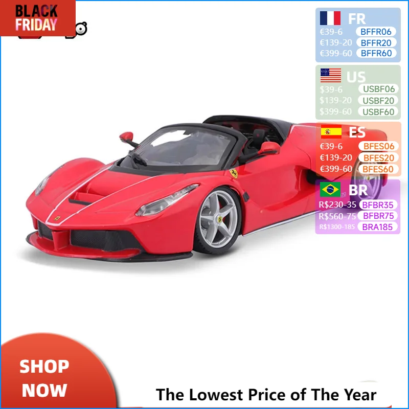 Bburago 1:24 Ferrari LAFerrari Car Model Die Casting Metal Children's Toy Boyfriend Gift Simulation Alloy Collection