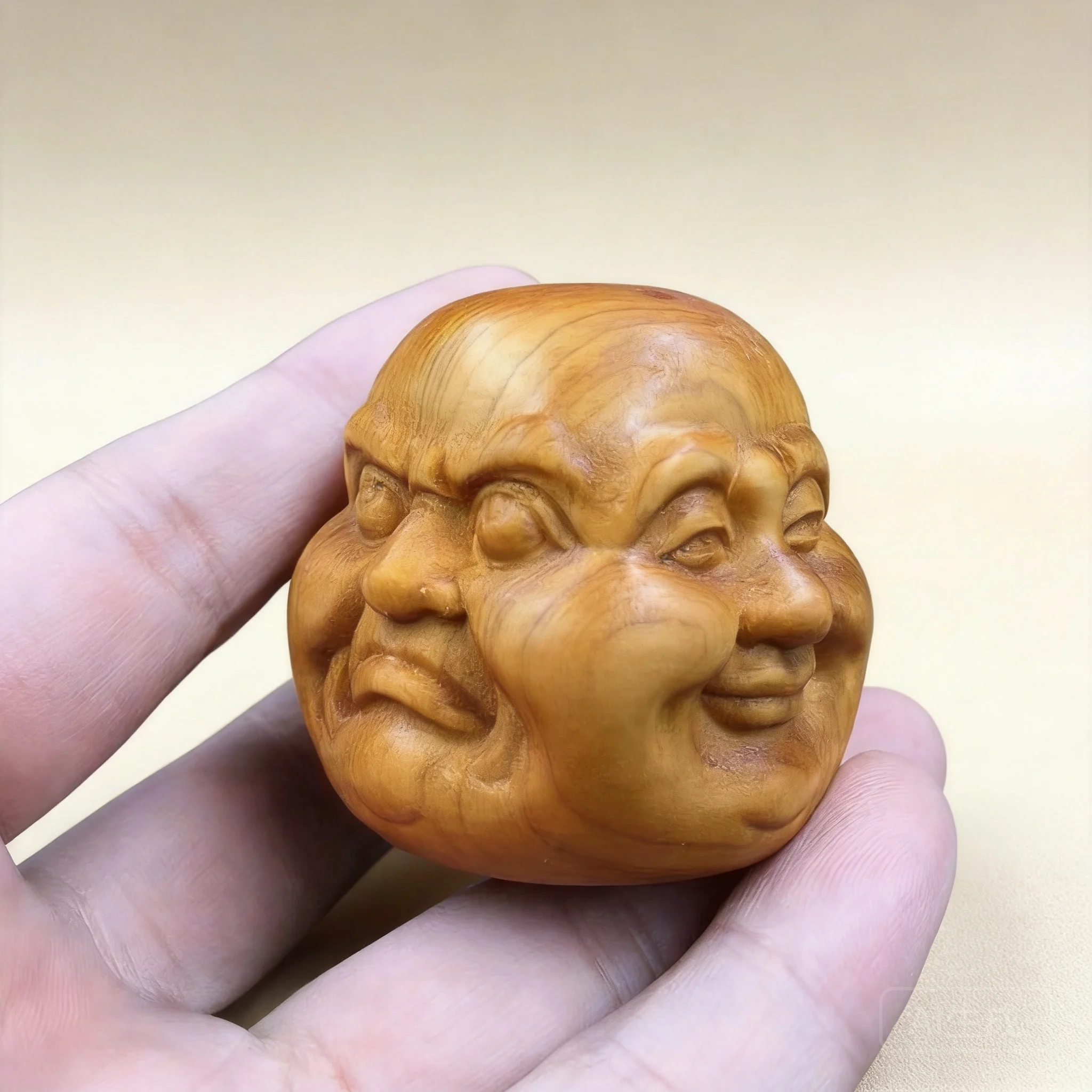 Chinese Style Four Faces Buddha Hand Carved Thuja Rosewood 4.5cm Life Moods Massage Ball Lucky Fortune Blessing Fidget Gift For