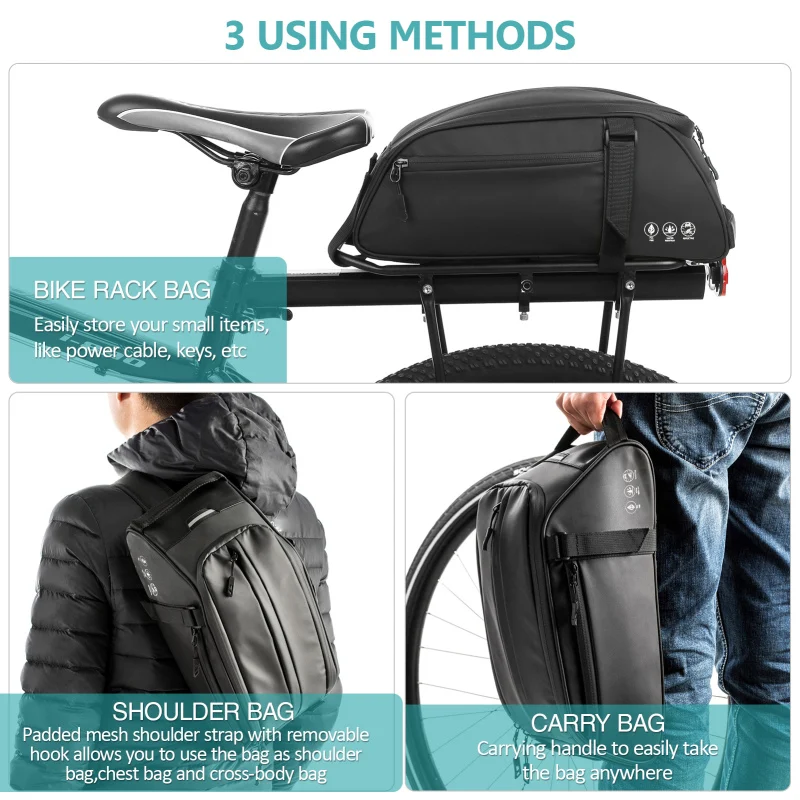 Reflective Mountain Bicycle Seat Bag Waterproof Bike Rear Rack Bag Bike Carrier Cycling Rear Rack Should Bag Cycling Accessories