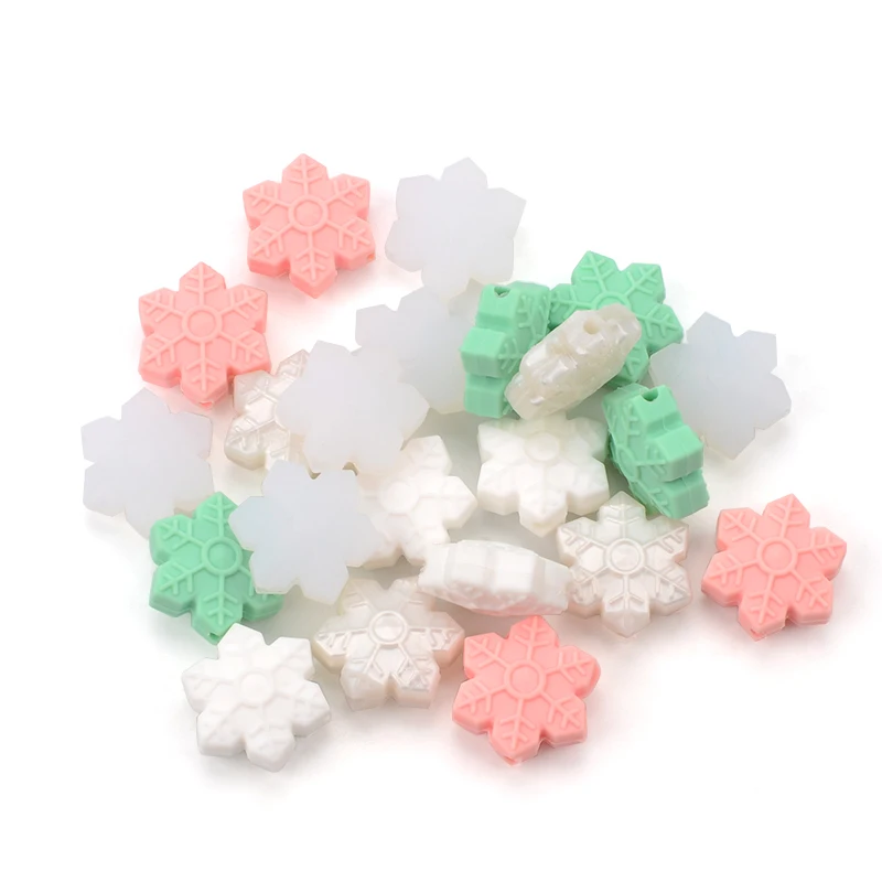 Snowflake Silicone Beads 5pcs/lot BPA Free  Baby Teething Bead For DIY Jewelry Making Chewable Baby Teething Gift