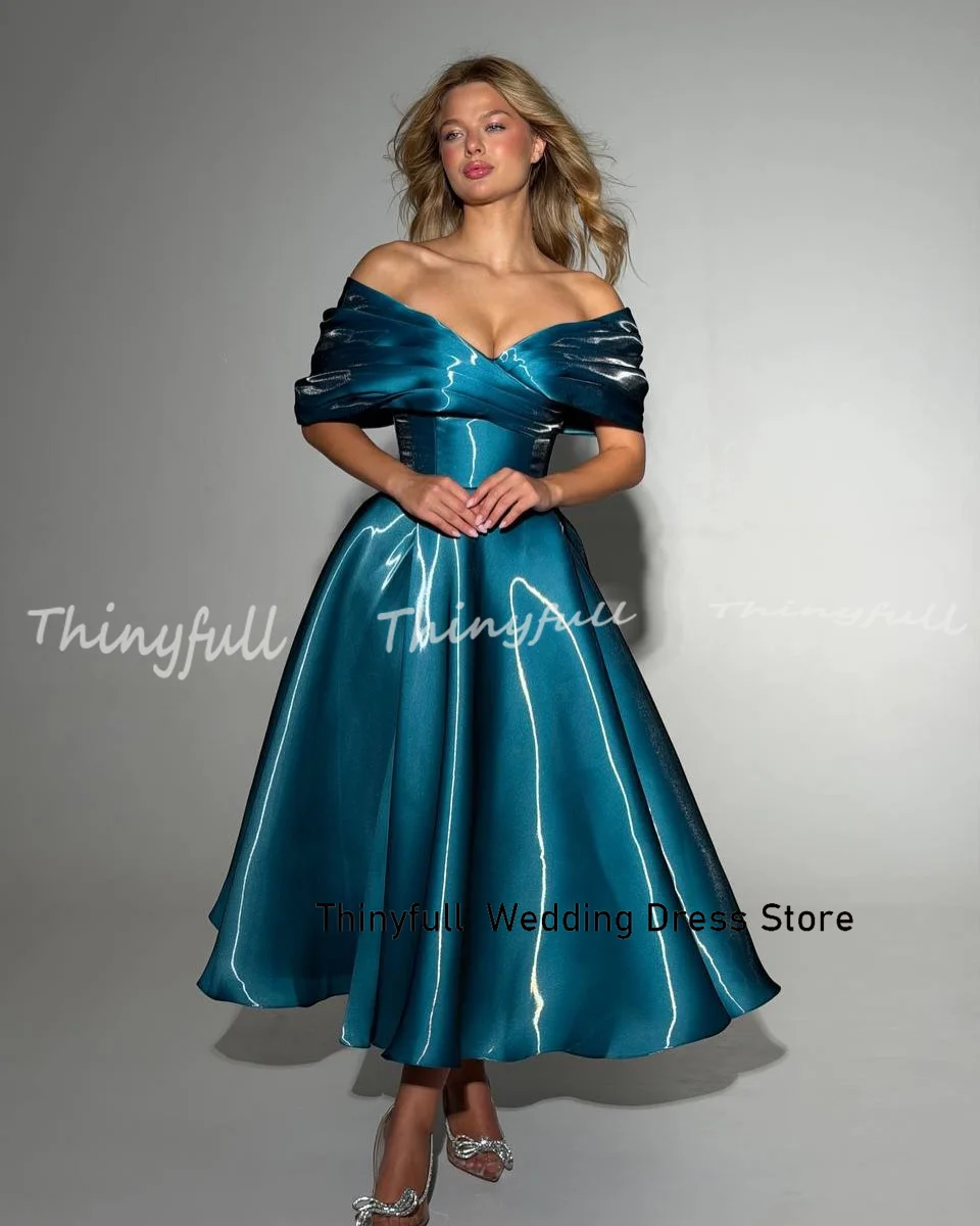 Thinyfull A-line Off Shoulder Prom Dress 2026 Liquid Organza Evening Dresses Vestidos De Fiesta Elegantes Party Gown Customized image 2