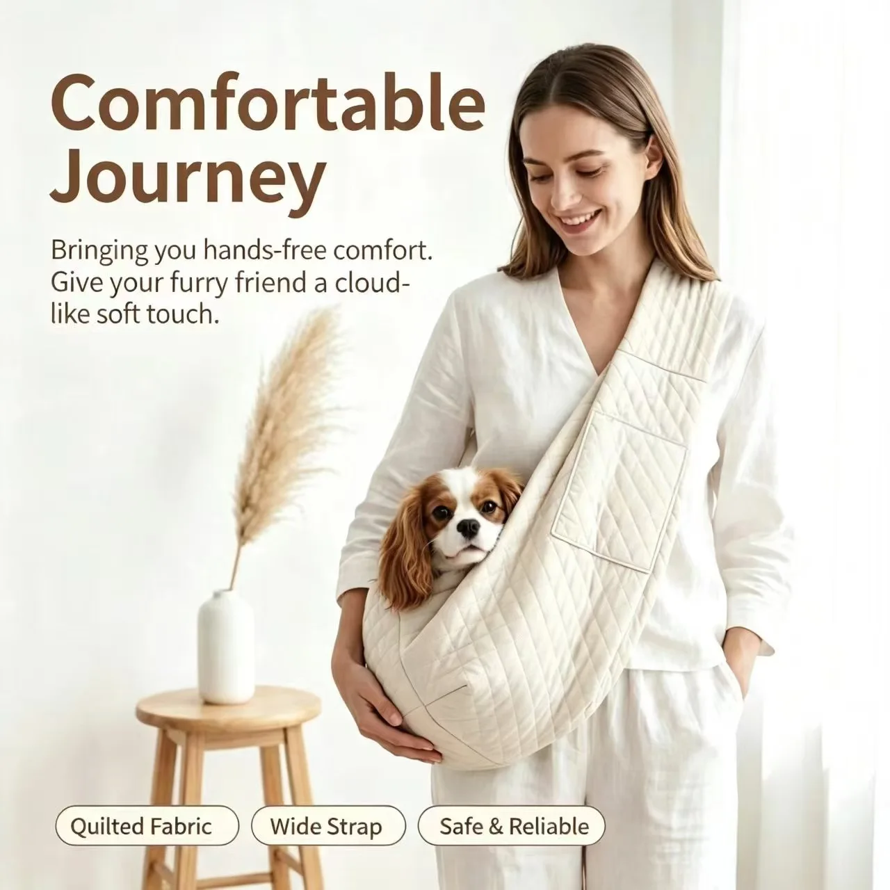 Pet Travel Shoulder Bag – New Portable Dog Crossbody Bag – Large-Capacity Cotton Pet Bag