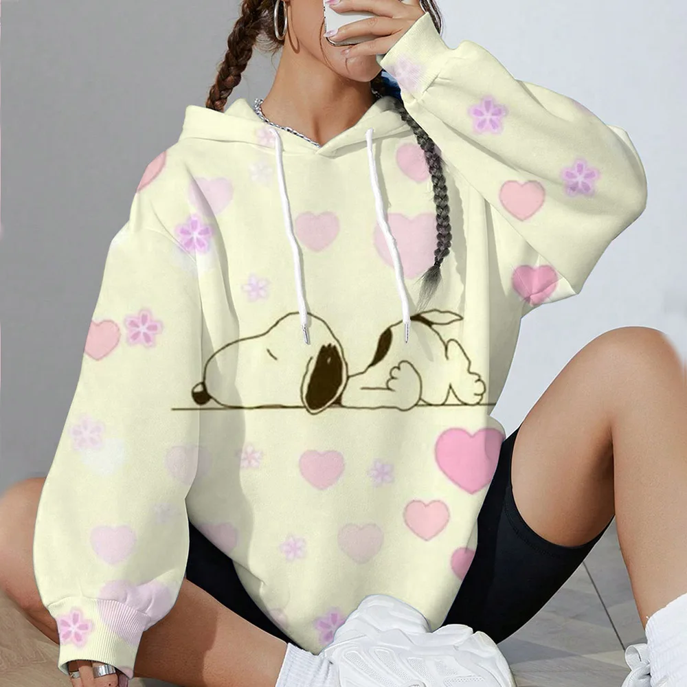 Cartoon Cute Snoopy Printed Autumn/Winter Women's Fashion Hoodie Round Neck Top Casual Women's Hoodie Sportswear Clothing