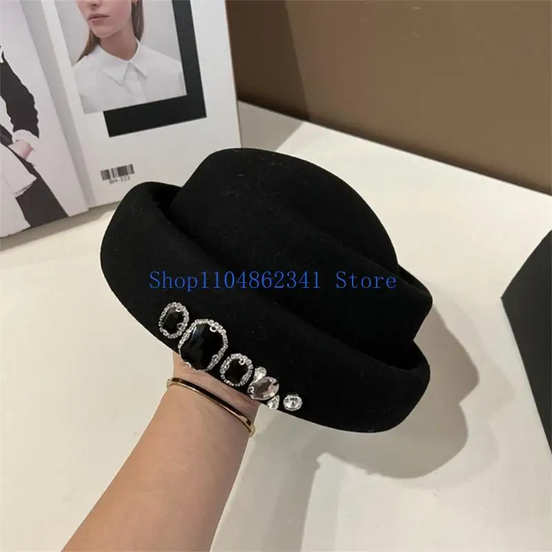 5asd Vintage-Zylinder aus Wollfilz für Damen und Mädchen, Malermütze, winddicht, Chauffeurmütze, Erwachsene, Beanie-Mütze für