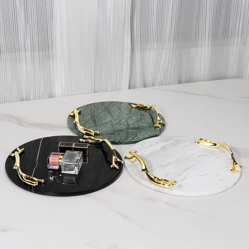 Factory Direct 2026 Marble round tray Home hotel B & B Cosmetics Jewelry storage Display tray