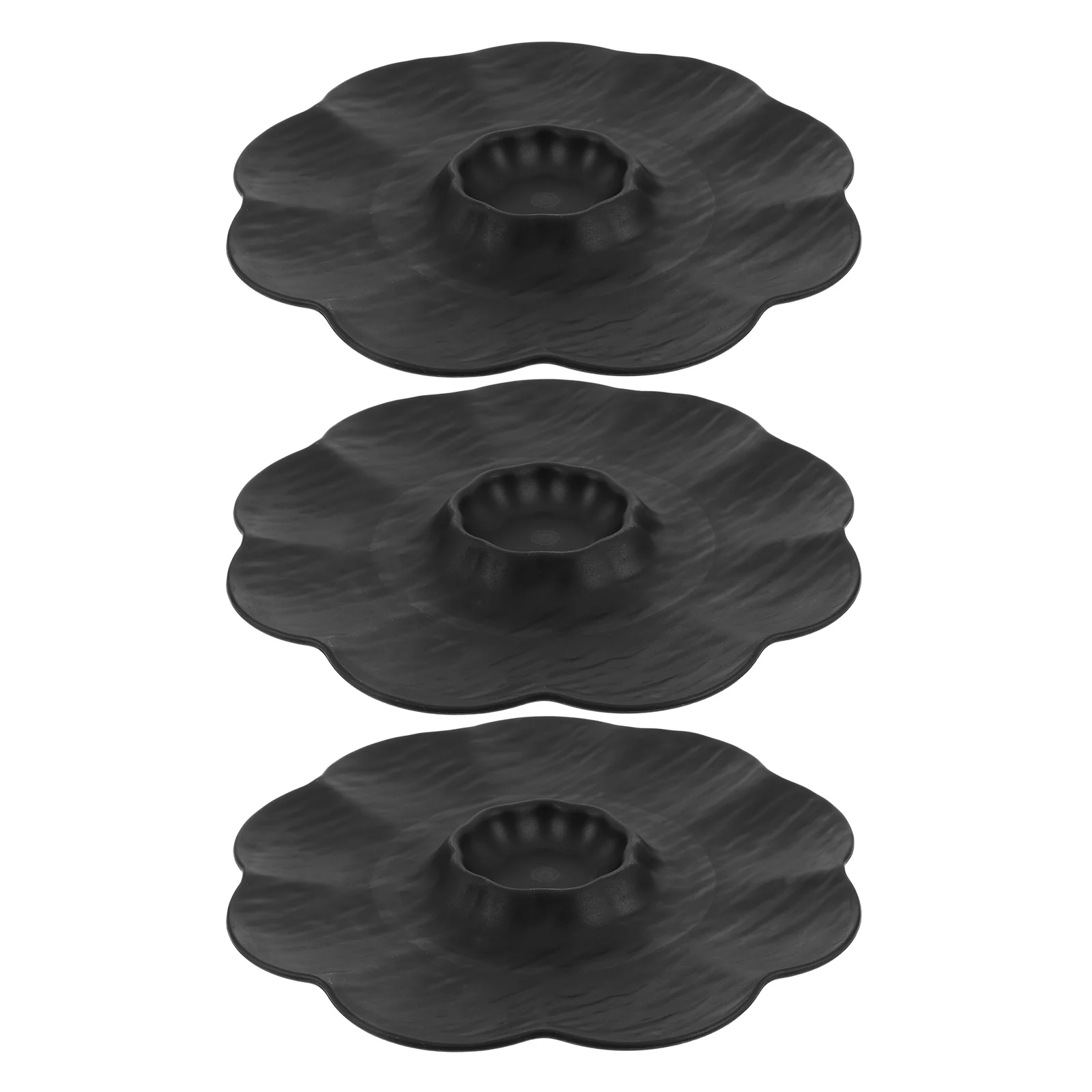 

3 Pcs Multifunctional Dining Tray Dumplings Household Serving Plates Black Sushi Platter