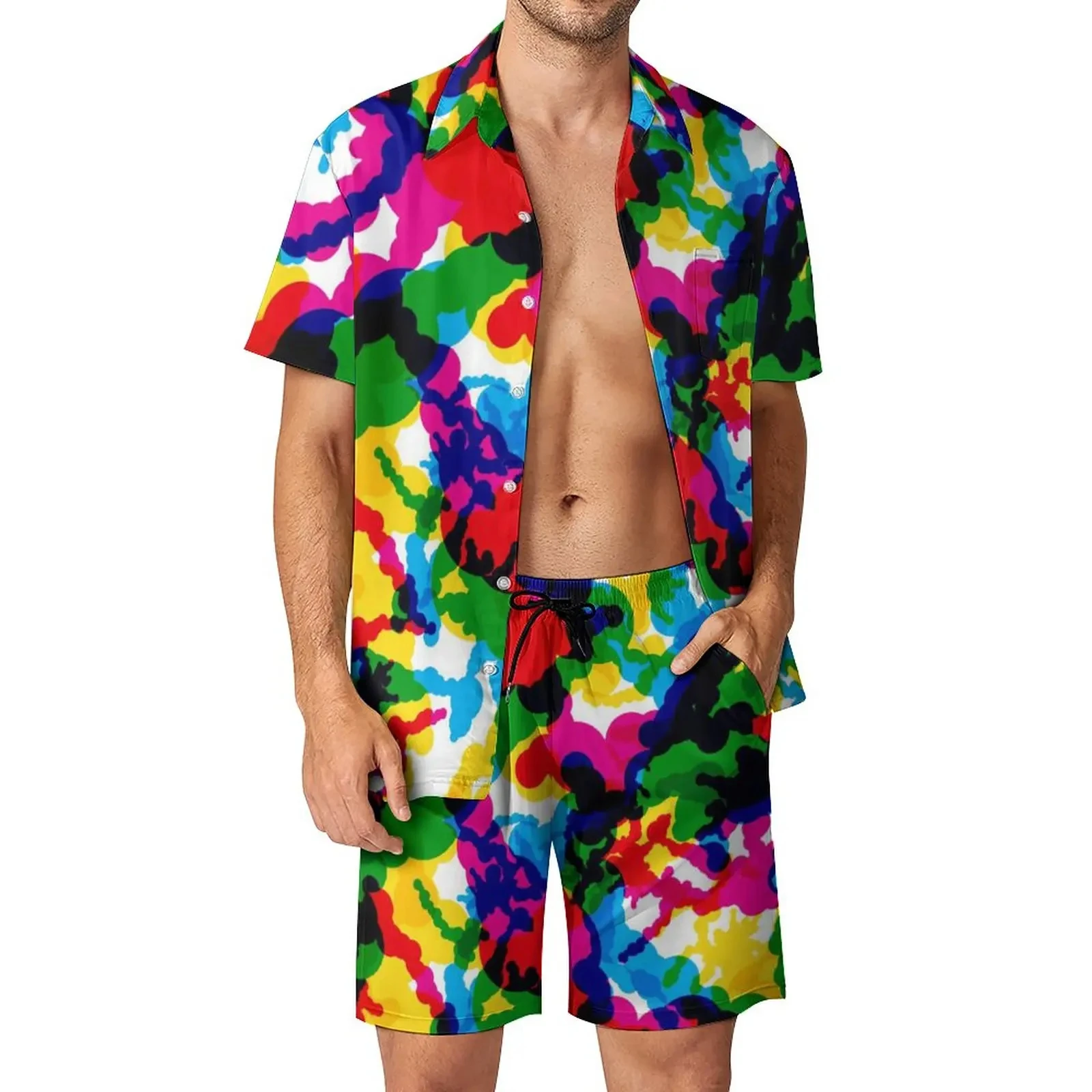 Rainbow Shirt Sets 3D Printed Men Casual Fashion Short Sleeves Shirts Oversized Beach Shorts Hawaiian Streetwear Clothing Suits