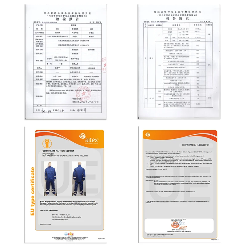 100% Cotton Welder Blue Work Jacket Pants Anti-Static Flame Retardant Work Suit With Reflective Tape Welding Workwear