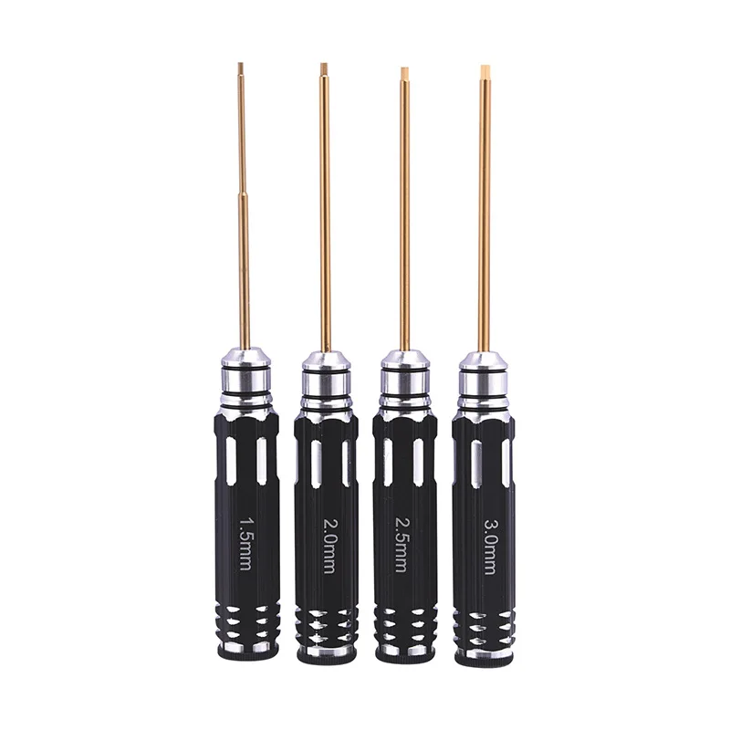 Model Tools Aeromodelling Hss Imported High-speed Steel Titanium-plated Hexagonal Screwdriver 4-piece Set Of Screwdrivers