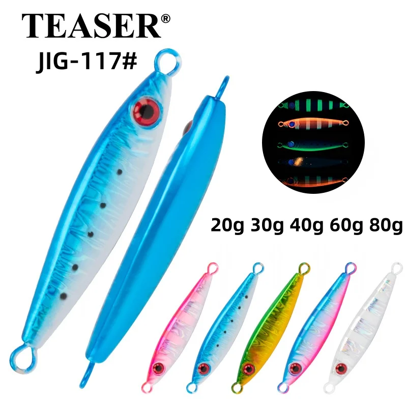 

TEASER J117 Blade shotel fishing metal jigging lure 20g 30g 40g 60g 80g small weight luminous jigbait sinking metal jigging bait