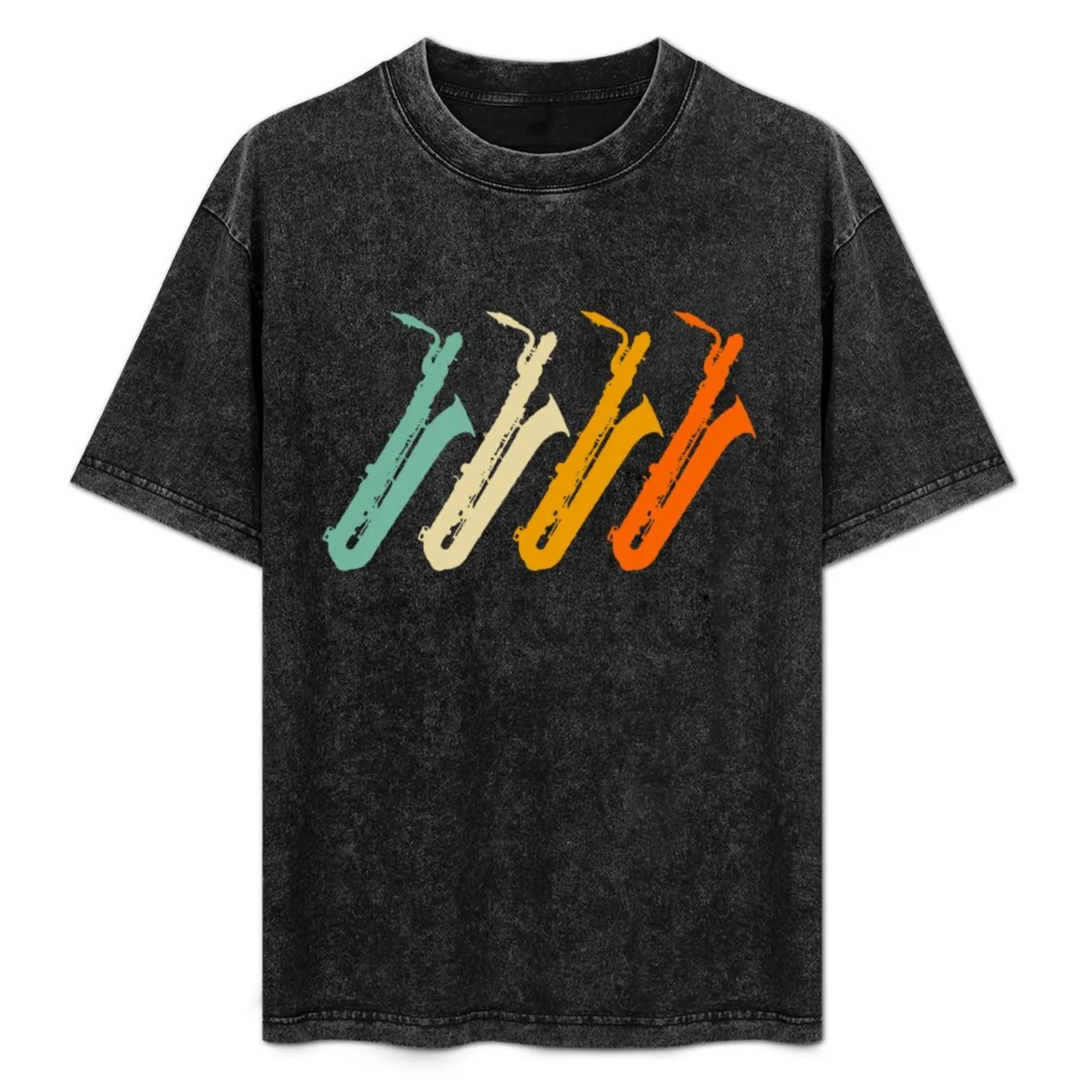 Retro Baritone Saxophone For Bari Saxophonist T-Shirt Holiday Casual Short Sleeve Top