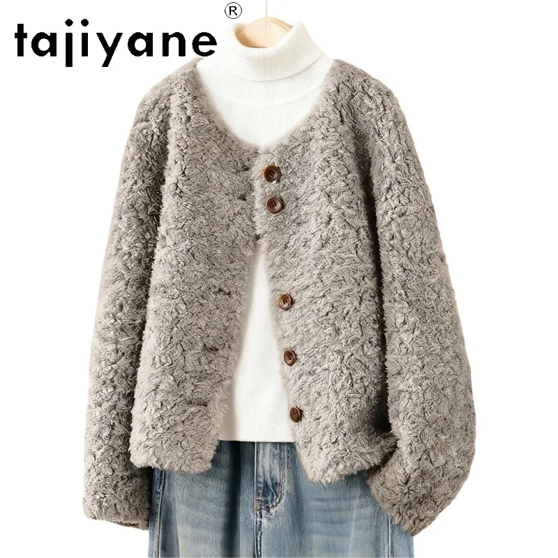 TAJIYANE 100% Wool Shearing Real Fur Coat Women Outerwear Short Lamb Fur Jacket Fourrure Femme Overcoat Autumn Winter 2026 Шуба