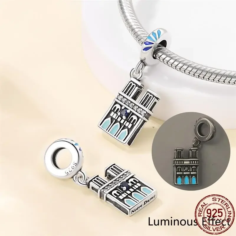 925 Sterling Silver World Famous Architecture Series-Colosseum Charm Fit Original  Bracelet DIY Bead Ms Jewelry Gift