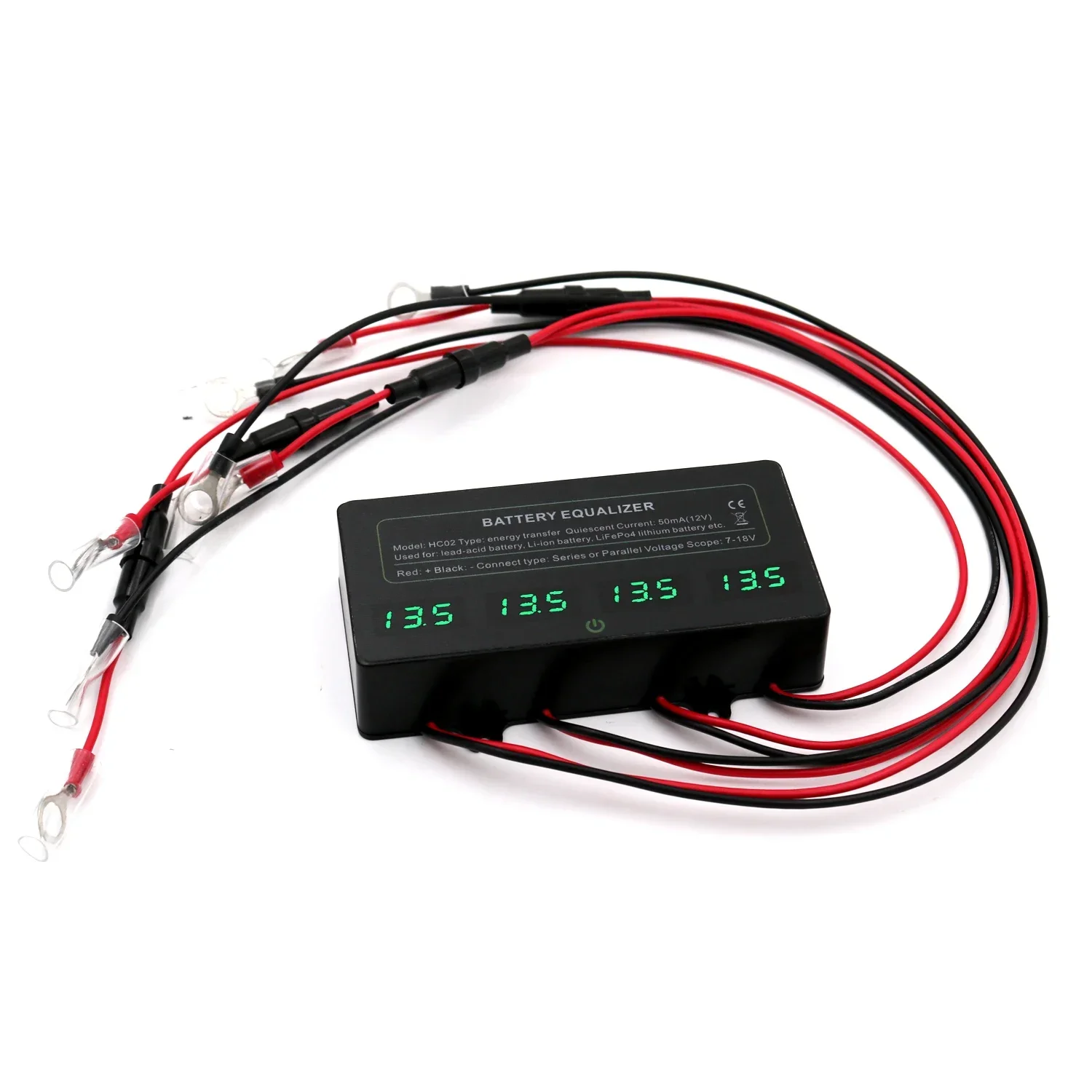 ANGUI HC02 Battery Equalizer 4 X12V Batteries 10A Current Active Voltage Balancer Li Li-ion Lead Acid Touch Switch LED Display