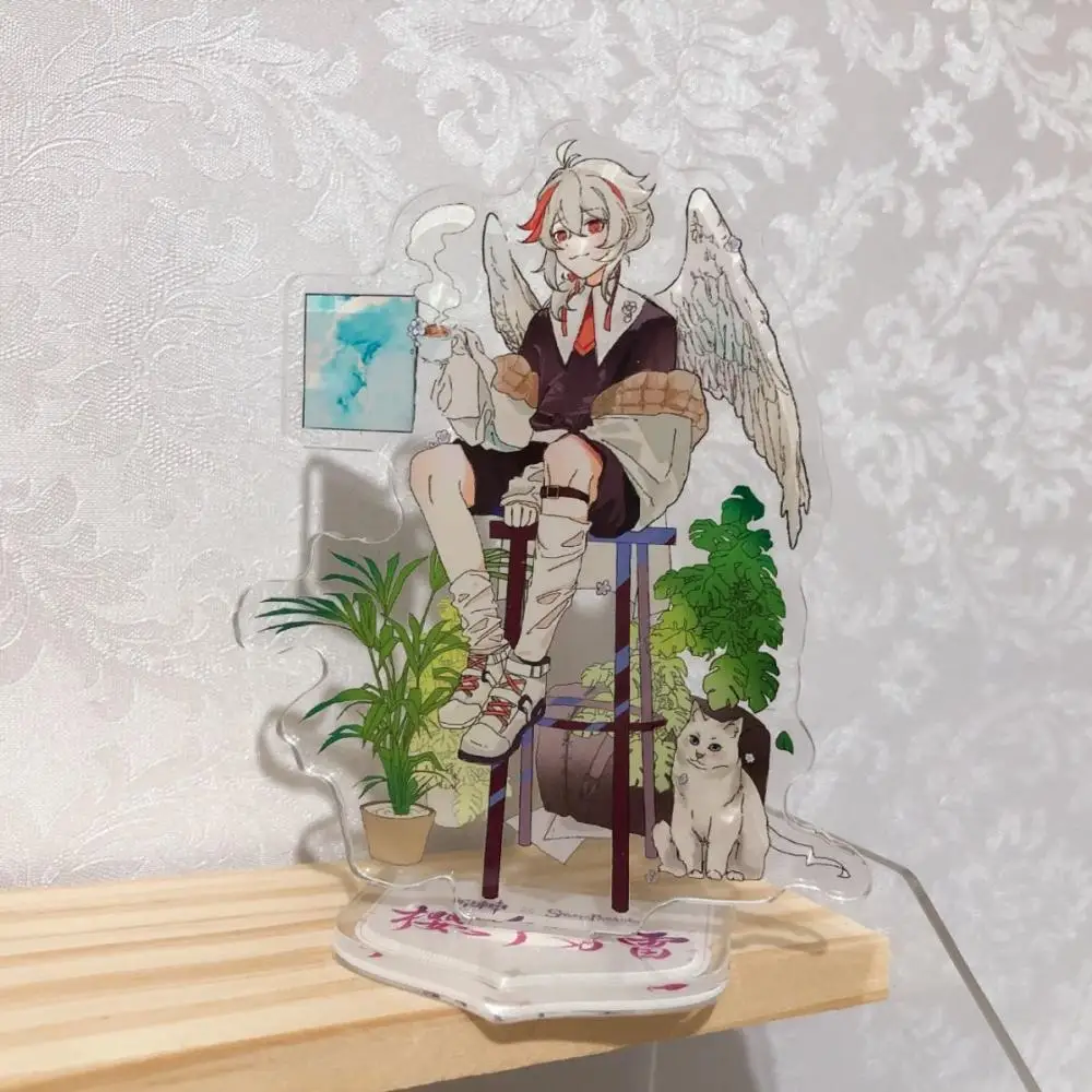 Genshin-alas de Ángel Xiao Venti de 8cm, tarjeta de pie en forma humana, adorno de escritorio, periféricos de juego, regalos de cumpleaños y vacaciones
