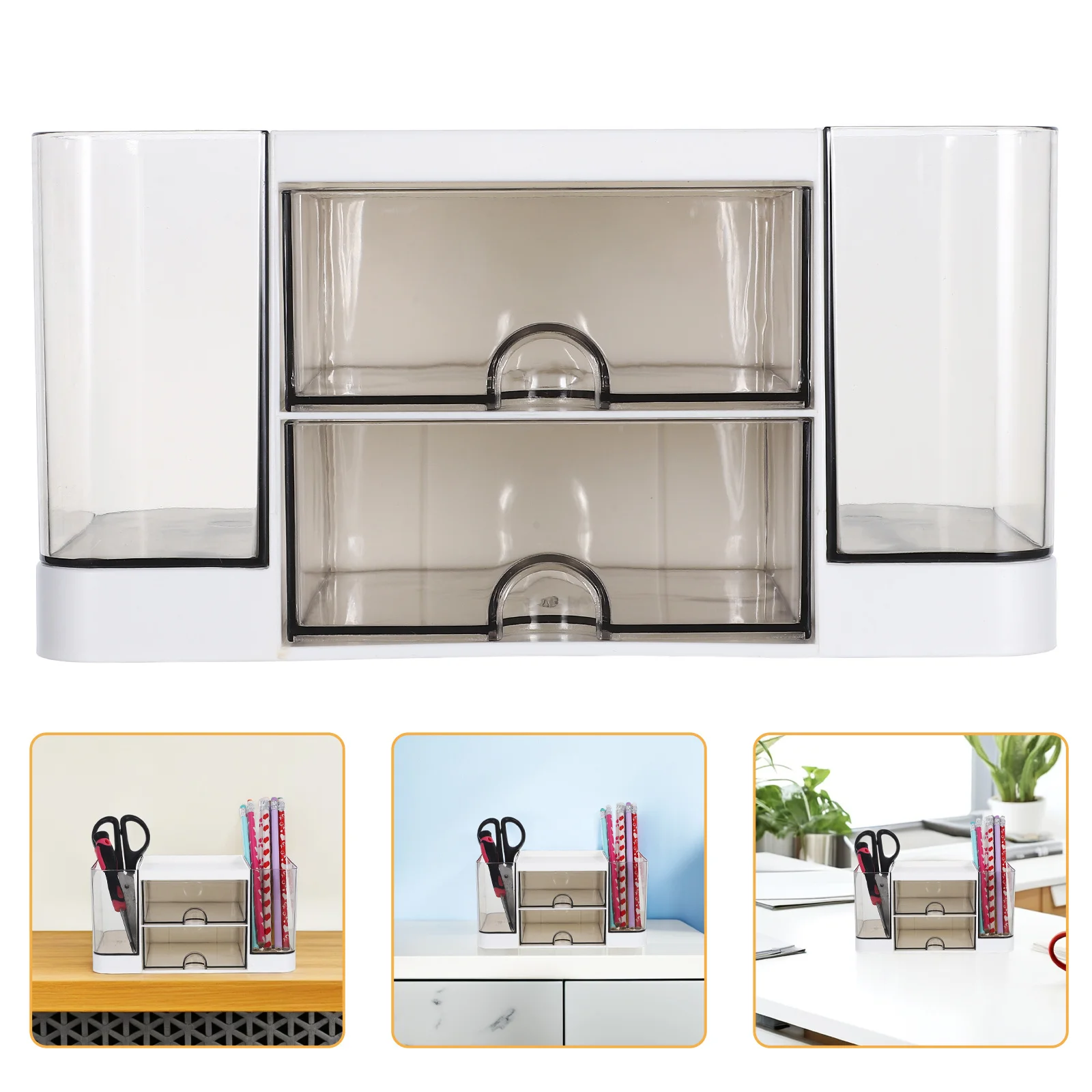 

Desktop Organizer with Drawers Storage Box for Stationery Makeup Skincare Supplies Compact Desk Organizer for Office Home Art