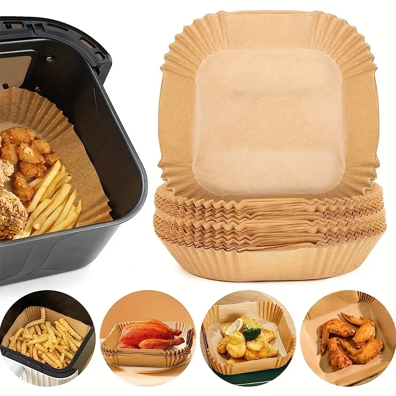 

Air Fryer Disposable Square Paper Liner Non-Stick Oil-proof Parchment Mat Cooking Microwave Oven Baking BBQ Roasting Accessories