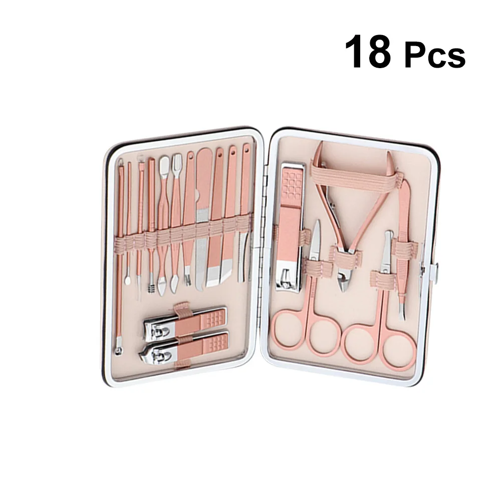

18pcs Manicure Tools Set Professional Nail Clippers Cutter For Grooming Pedicure Kit Filing Trimming Portable Gift Manicure Set