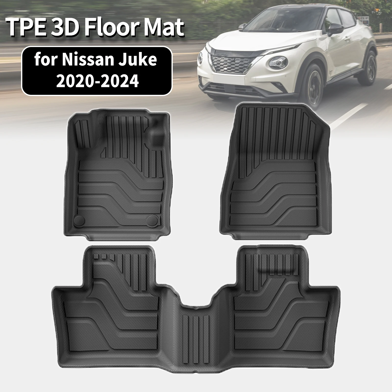 for Nissan Juke F16 (Fuel Europe) 2020-2022 2023 2024 Eco TPE Car Floor Mats & Trunk Mat, Waterproof Anti-Slip All Season
