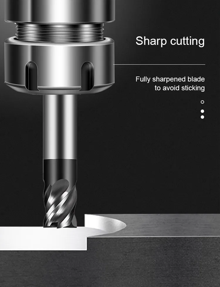 AZZKOR HRC70 4-Schneiden Hartmetall-Beschichtete Schaftfräser für Edelstahl, Spezielle Kurzschneidige U-Nut-Fräser-Werkzeuge – Detail 1