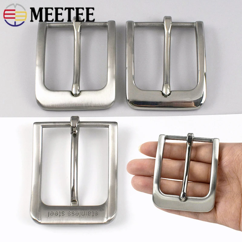 

1Pc Meetee 40mm Men Stainless Steel Belt Buckle Jeans Leather Waistband Head Adjust Pin Clasp Buckles DIY Hardware Accessories