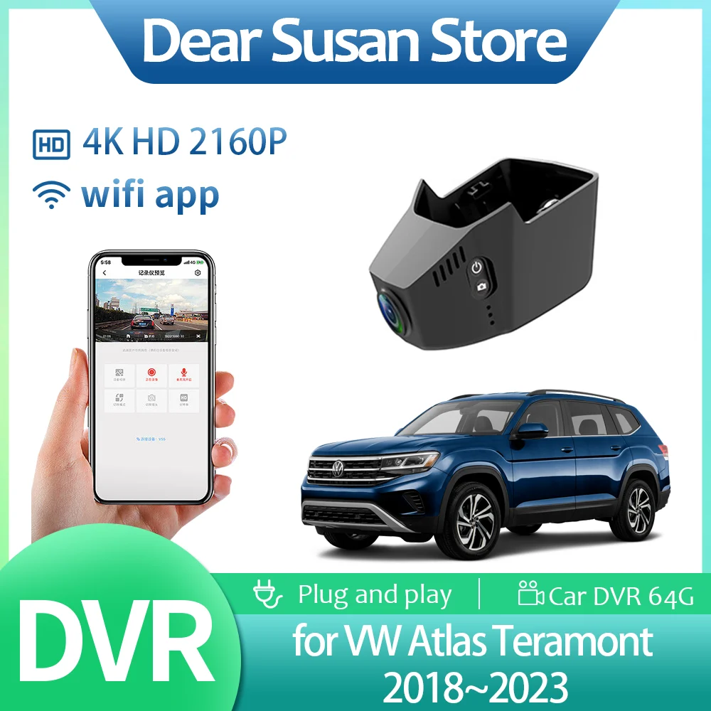 Car Video DVR for Volkswagen VW Atlas Teramont 2018~2023 2019 2160P HD Driving Recorder Camera Night Vision Monitor Accessories