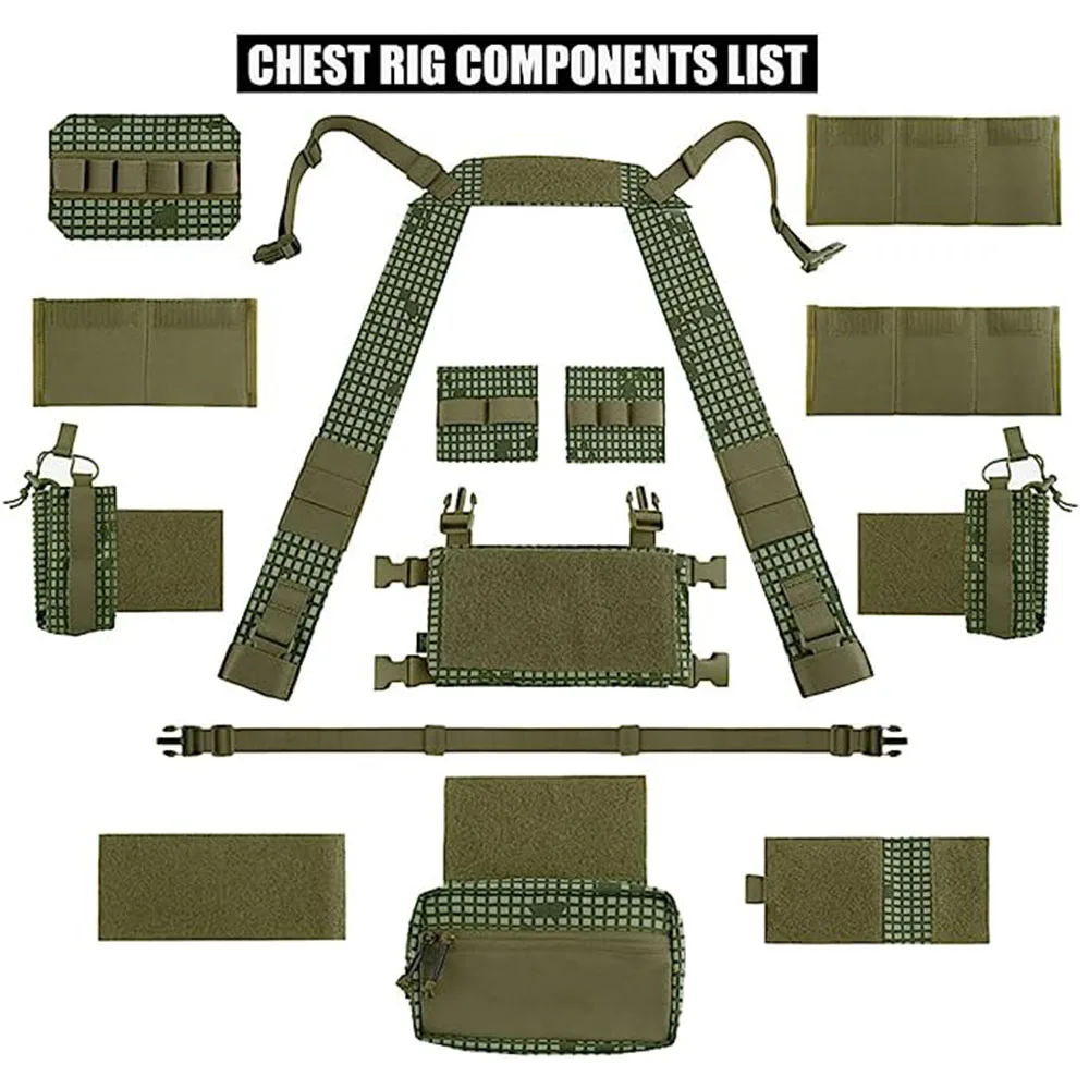 Imagem -04 - Krydex-tactical Peito Rig Carrier Vest Micro Chassis Bolsa Pouch Caça Paintball Bolsa Modular m4 ak Magazine Mk3 Mk4 5.56 7.62