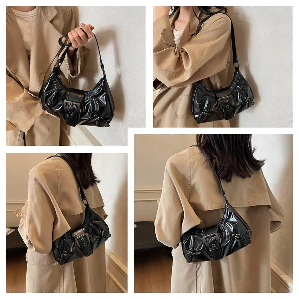 Y2K Retro Plissierte Hobo-Schultertasche für Damen, Bestseller im Maillard-Stil, Unterarmtasche, Clutch-Handtasche für Reisen, Arbeit und Shopping – Detail 16