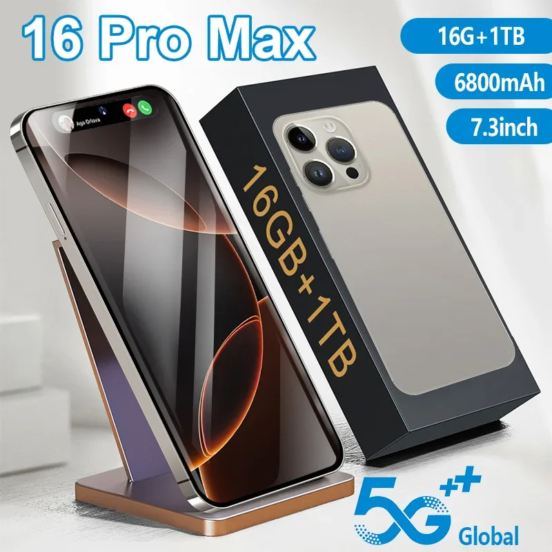 New Original Global Version l16ProMax Smartphone 5G Cellphones 16G+1TB mobile phone 7.3HD phone 72+108MP 6800mAh Cell phone