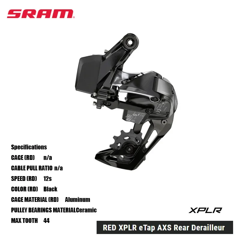 2024 RED XPLR eTap AXS Rear Derailleur 1x specific for use with 10-44T XPLR 10-36T cassettes and Flattop chains