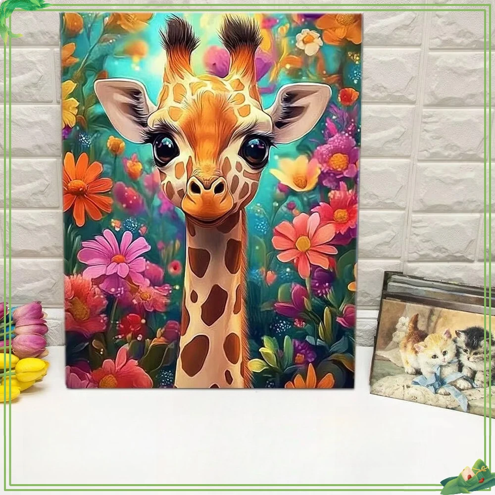 

Картинки по номерам Жираф Животное DIY Картина по номерам Цветок оленя Красочный комплект Художественный рисунок без рамки Настенный декор