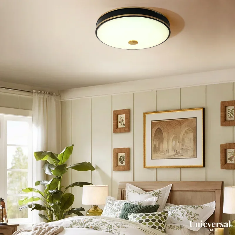 

JUTT American simple round gold crystal ceiling lamp European retro atmosphere living room lamp warm bedroom dining room lamps.