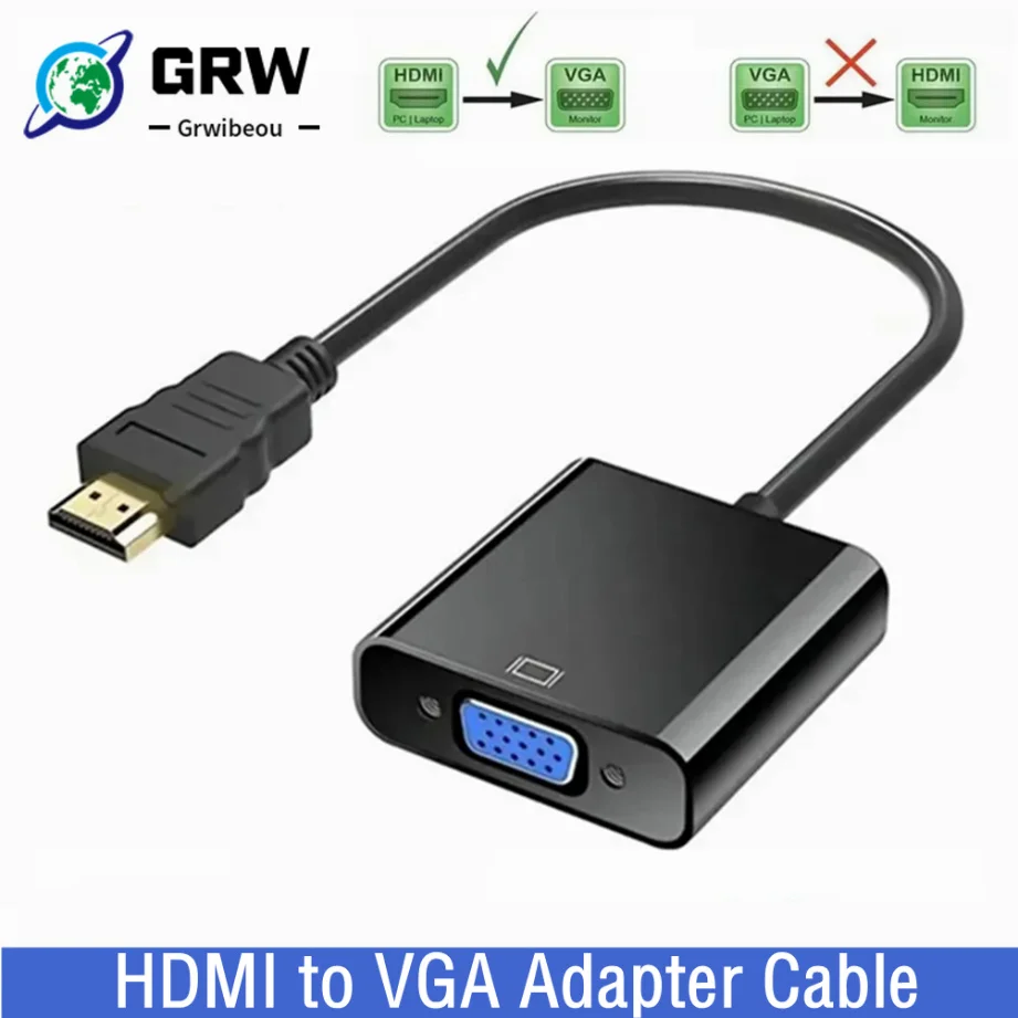 HDMI To VGA Adapter Cable 1080P HDMI-compatible Male To VGA Female Digital to Analog Video Converter For PC Laptop PS4 TV Box