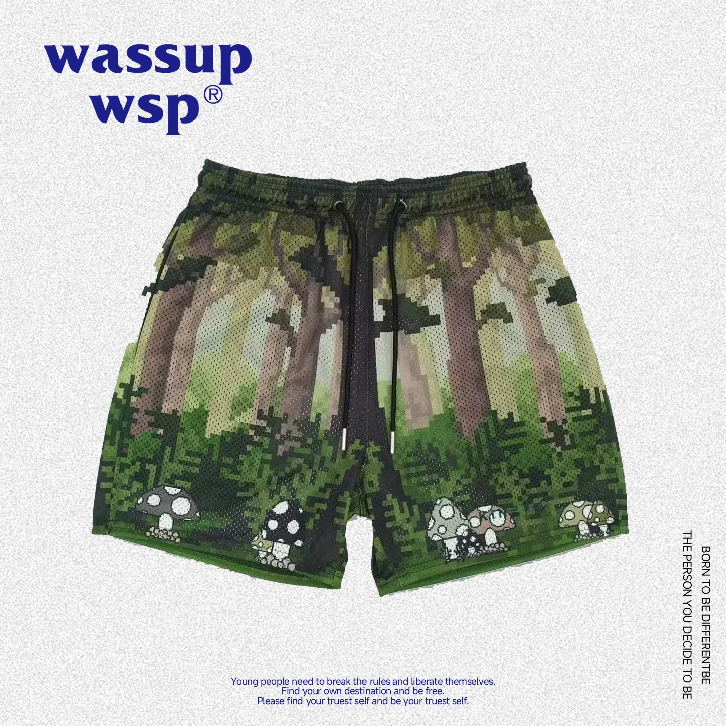 

Мужские летние быстросохнущие спортивные пляжные шорты Wassup American Cartoon Personali Baskeall Shorts Tee-Point Pants