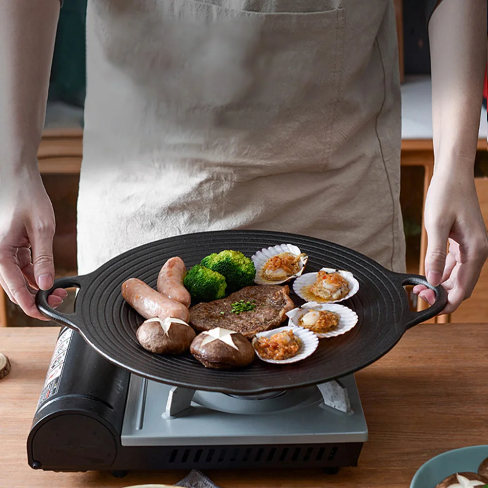 11.8/13.8/14.6 Inch BBQ Griddle with Handles Coating Frying Pan Non Stick Baking Tray for Home Party Travel and Outdoor