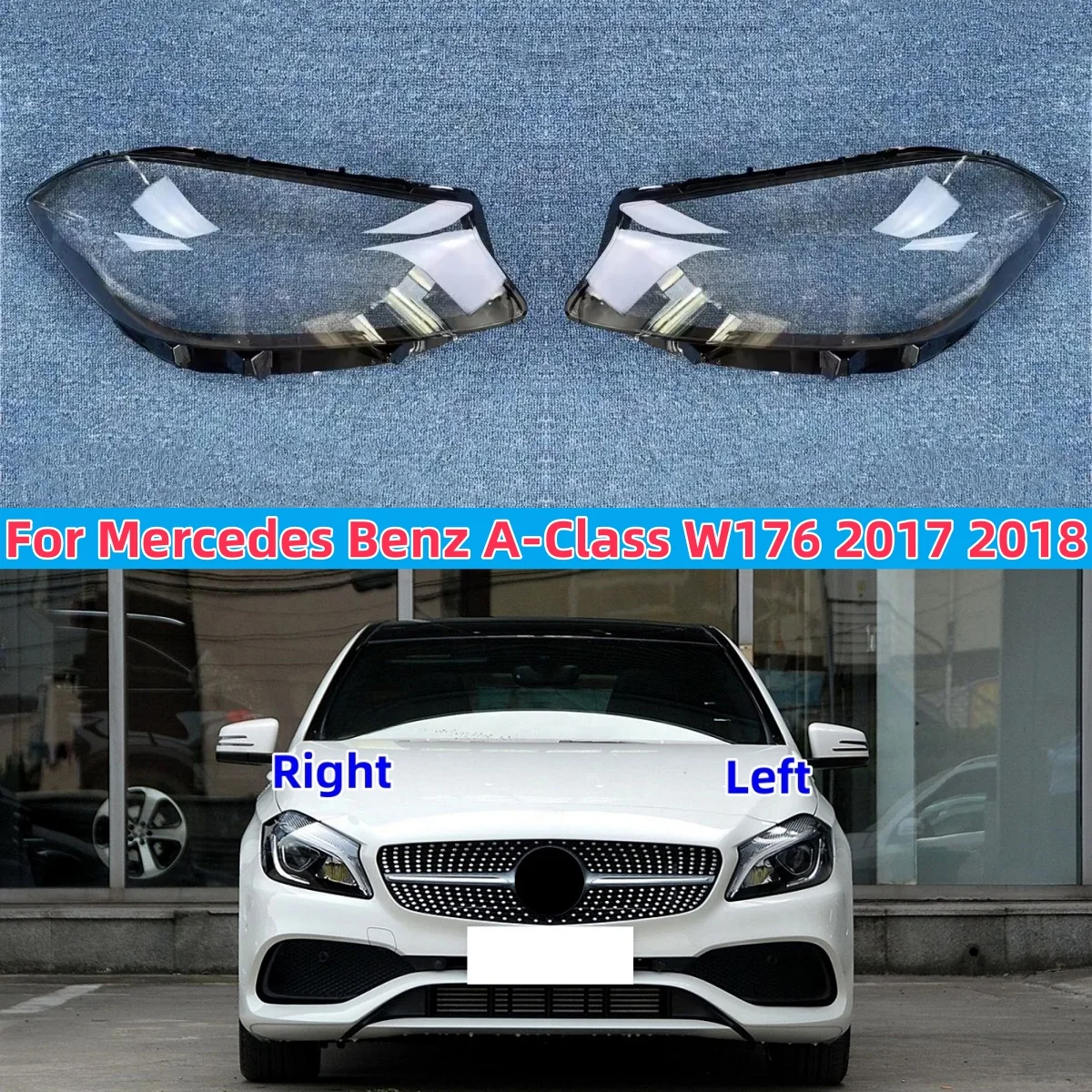 

For Mercedes-Benz W176 A-Class A180 A200 A260 A45 AMG 2017-2018 Lampshades Headlamp Lens Cover Headlight Shell Glass Lamp Shell