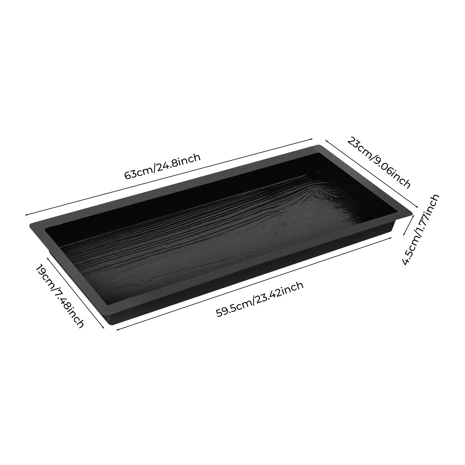Wood Grain Paving Mold, 2Pcs Black ABS 59.5x19x4.5cm Casting Accessories, Thickened Polished Edge Reusable Simulated Grain Template, Backyard Patio Garden Walkway DIY Paving Tool