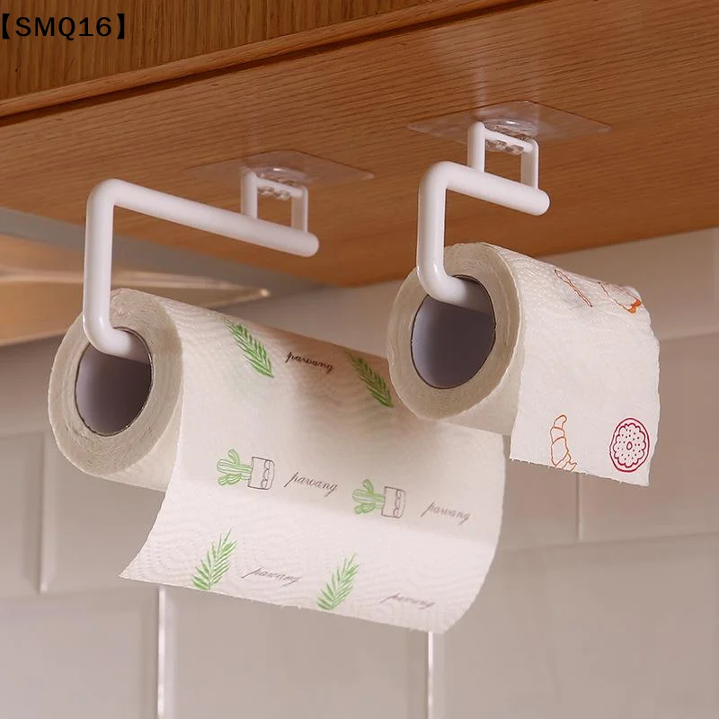Punch Free Kitchen Paper Roll Holder Towel Hanger Rack Bar Cabinet Rag Hanging Bathroom Organizer Tools【SMQ】