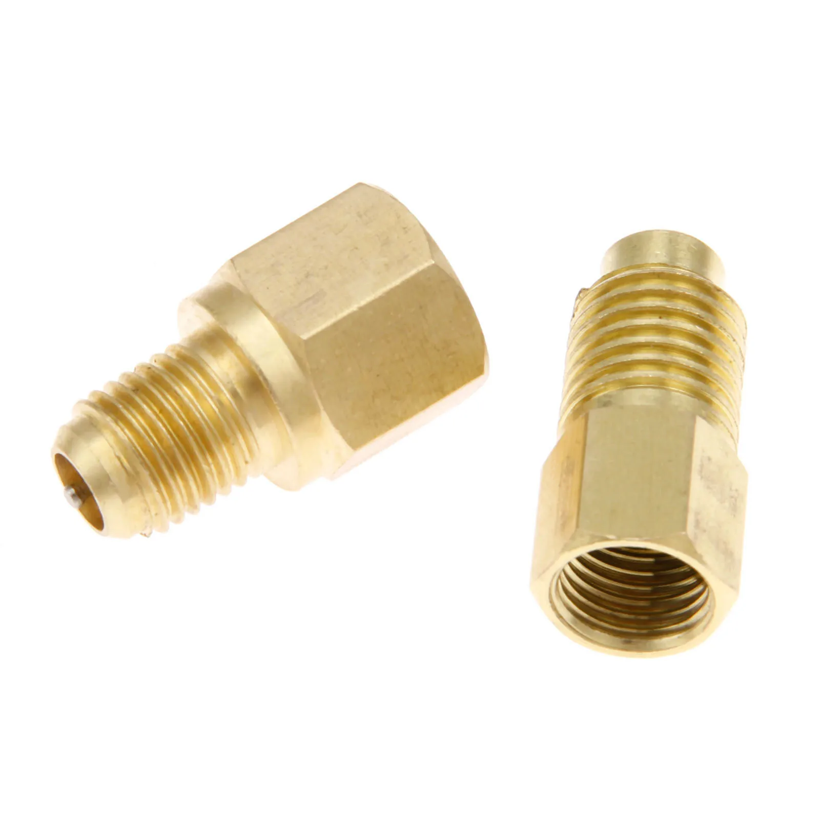 2pcs R134a/R22 Adapters W/ Valve Core Charging Service Tools Fit Vacuum Pump Can Tap R12 R22 R134a System Solid Brass