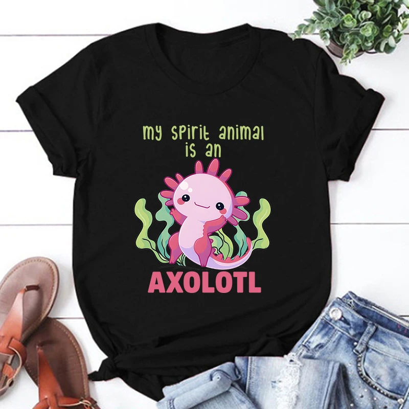 New My Spirit Animal Is An Axolotl Print T-Shirt Men Women Fashion Short Sleeve Casual Summer Tops Tees