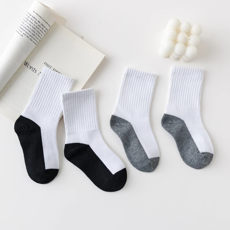 5 Pair Spring Autumn Children Socks 100% Cotton Girl Boy Baby Warm Soft White Black Gray For Winter 1-12 Year Kids Student Socks