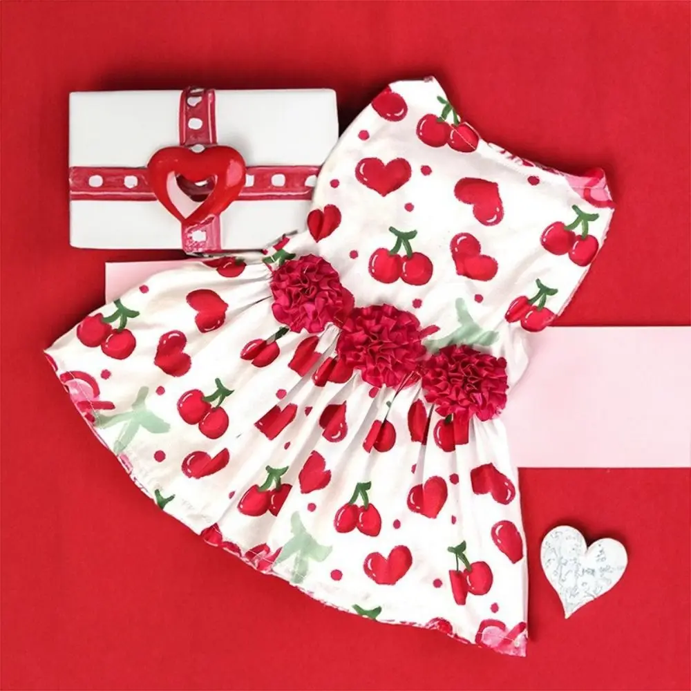 

Dog Print Dress Cute Dog Princess Dress Red Rose Breathable Pet Skirt Soft Dog Sleeveless Dress Small Medium