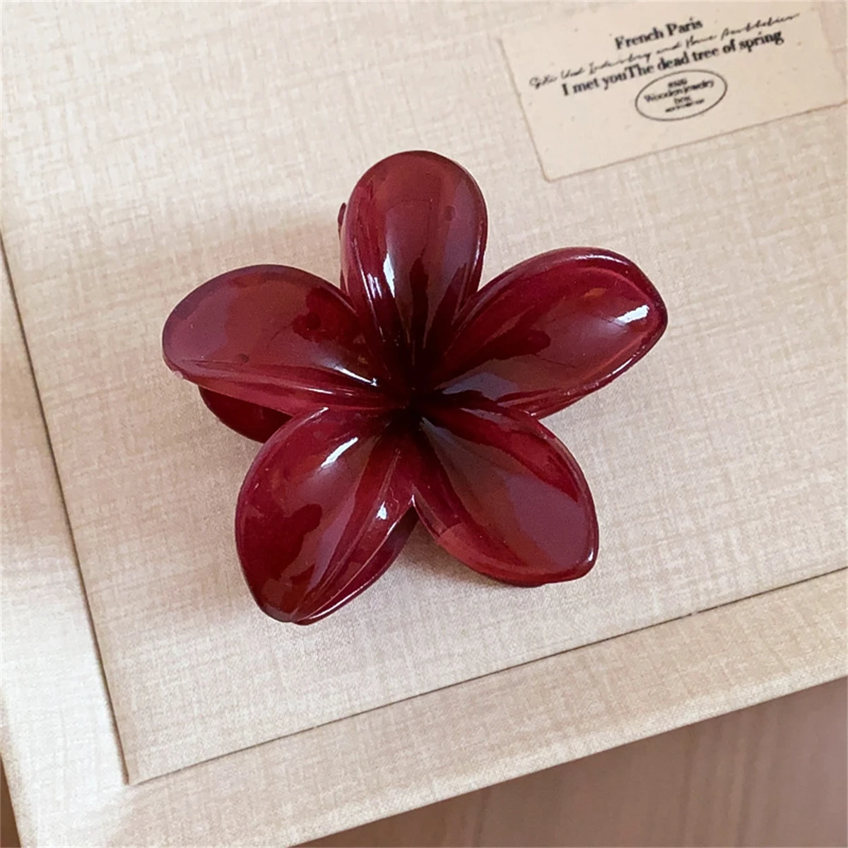 Sweet Wine Red Frangipani Hair Clip For Women Elegant Young Girls Ponytail Holder Barrette Plumeria Hairpin Party Jewelry N862