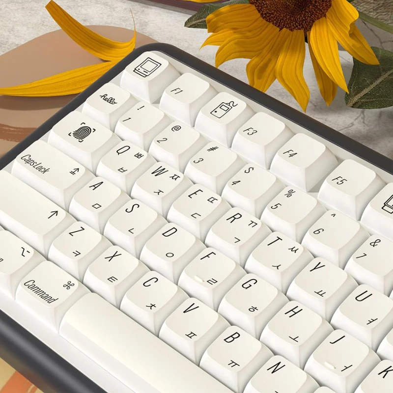 Imagem -02 - Custom Keycaps Conjunto para Teclado Mecânico Japonês Espanhol Coreano Pbt Keycap Minimalista Branco Punho Xda Gx87 F87