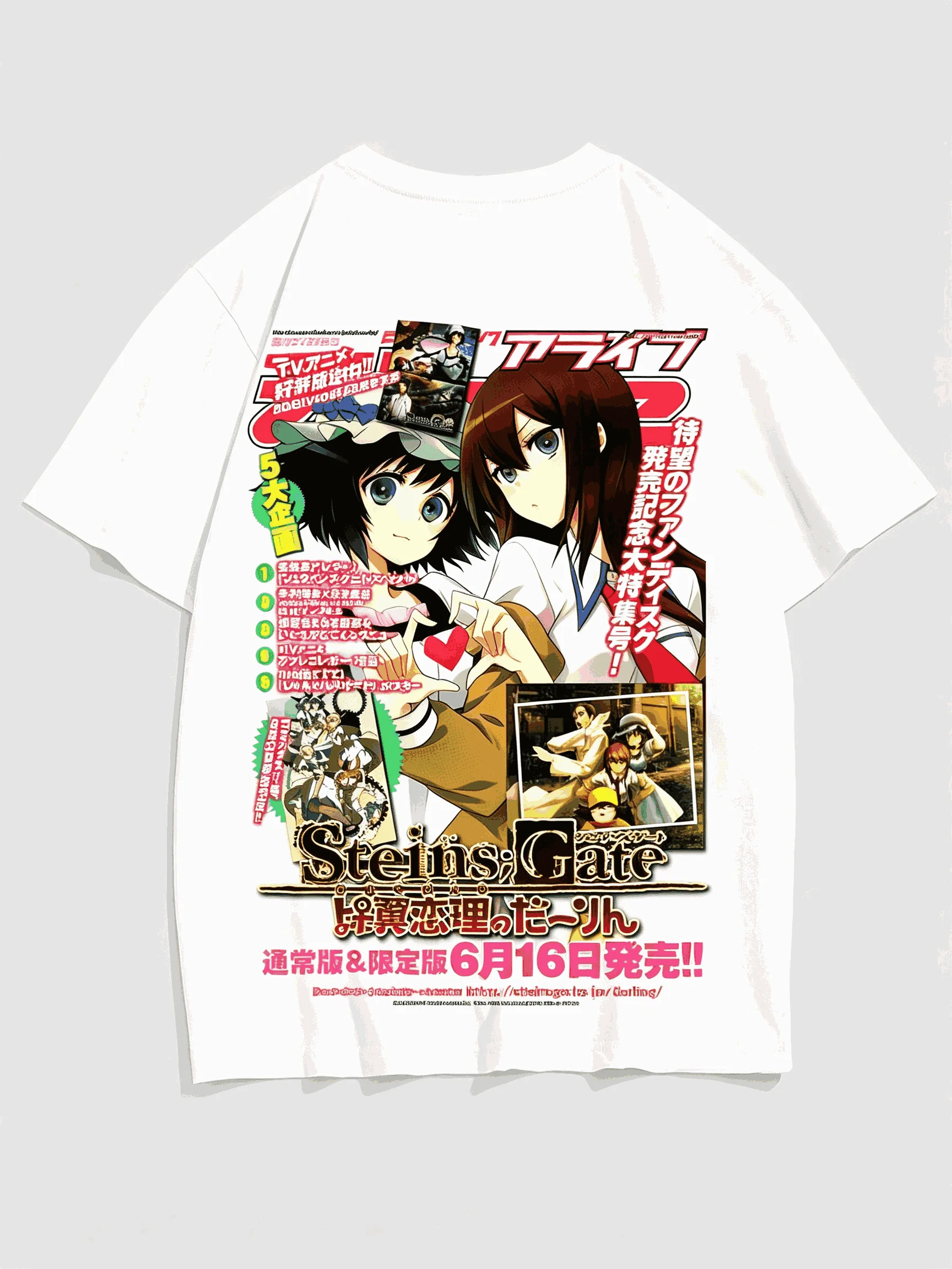 Steins Gate Cotton Streetwear Fashion Oversized Unisex Print Short Sleeve Loose Casual Short Sleeves Classic Comfortable Couples