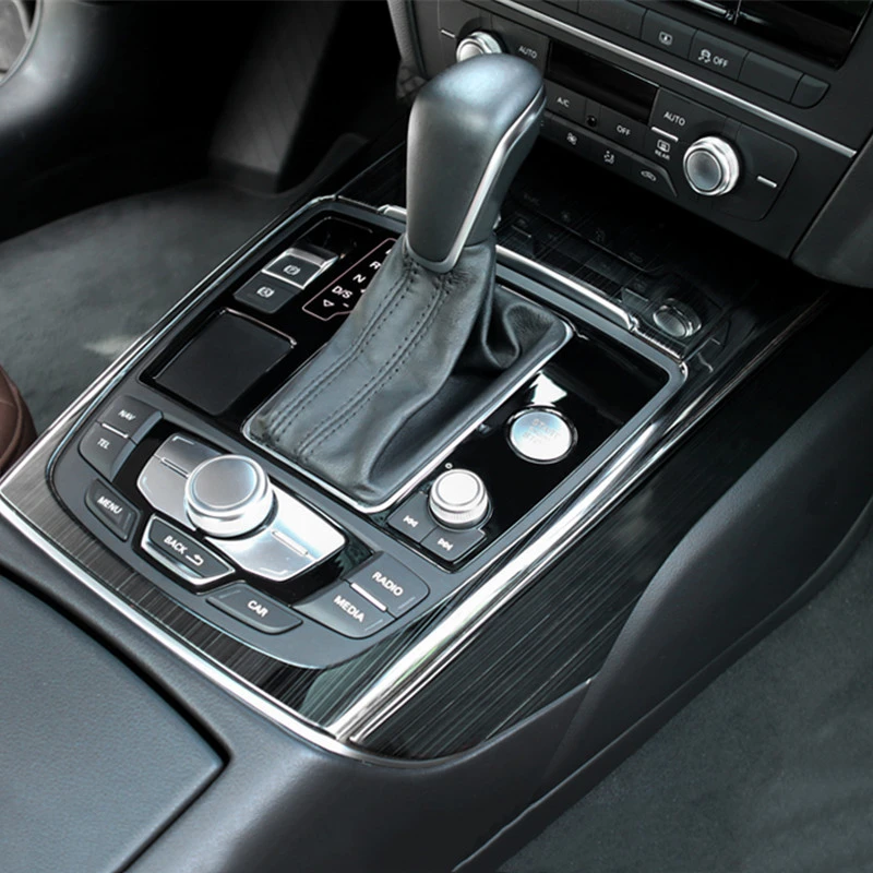 Compartimento central de estilo de coche, marco de cambio de marchas, pegatina decorativa embellecedora para Auid A6 C7 2012-2018, accesorios de Color de fibra de carbono