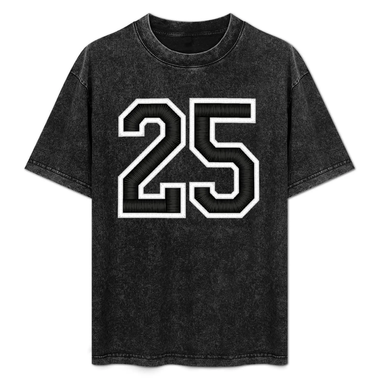

25 Black Jersey Sports Number twenty-five Football 25 T-Shirt Work Casual Loose Fit T-Shirt