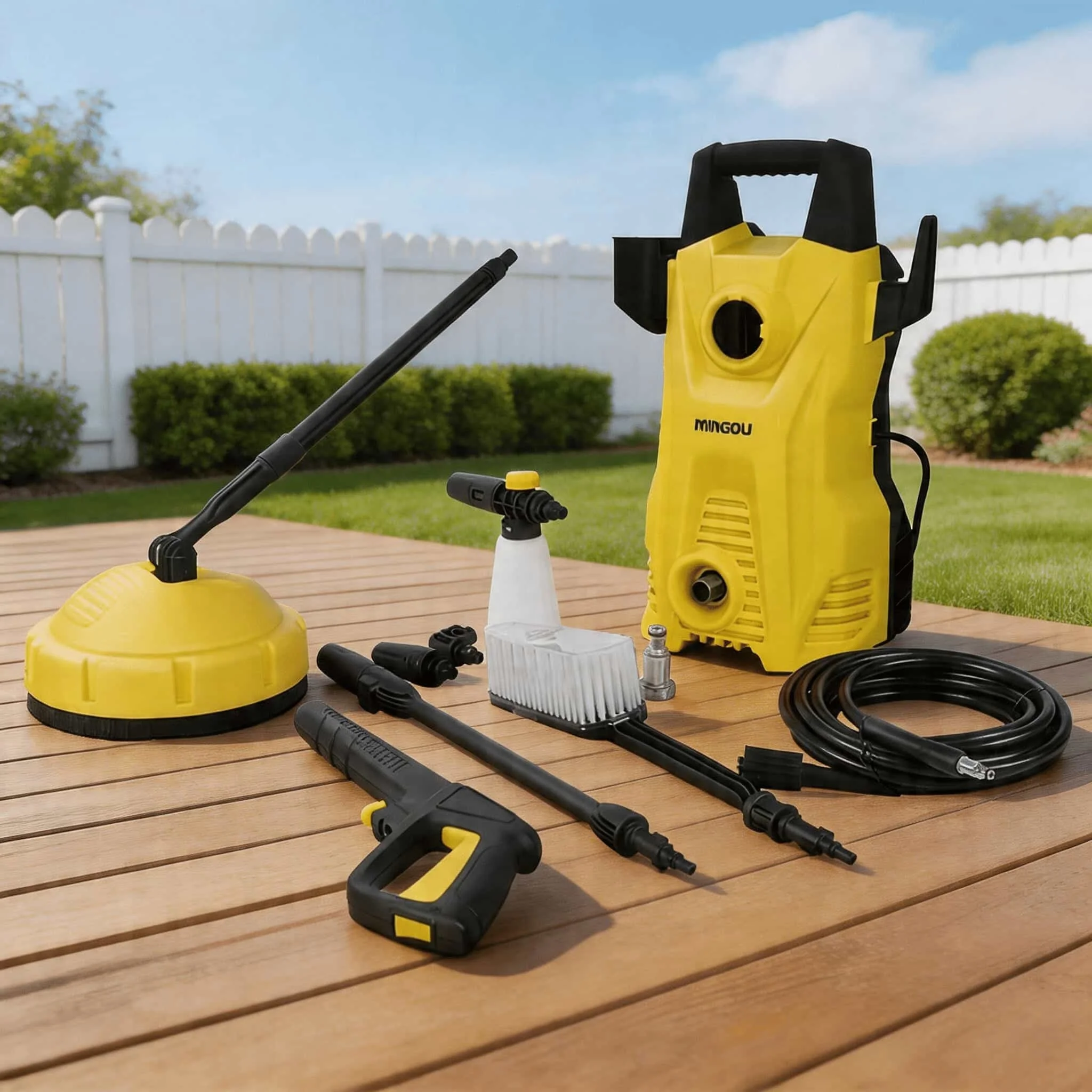

Portable Electric 120bar High Pressure Washer Machine With Long Hose Auto Stop System for Auto Car Wash Cleaning