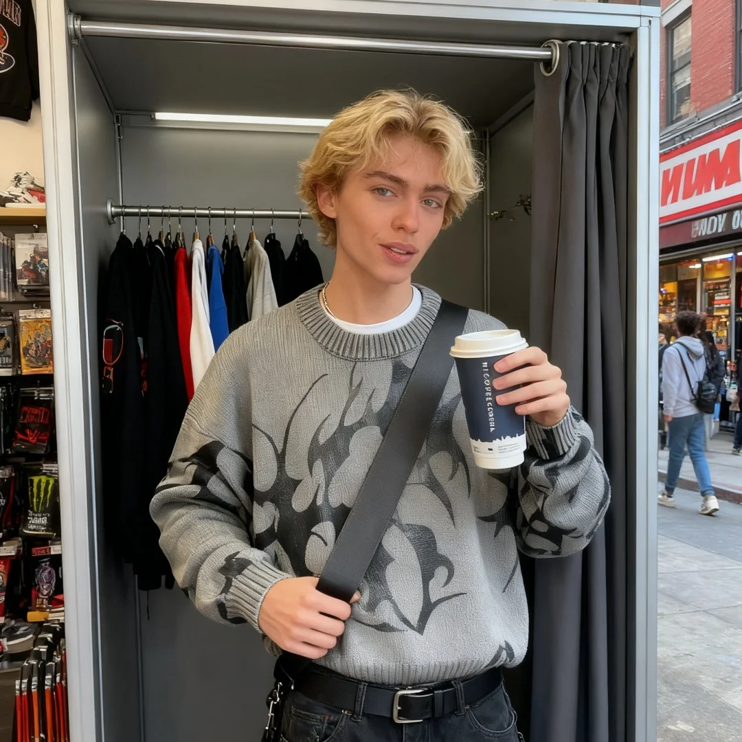 

Негабаритный хлопковый пуловер, свитер в стиле хип-хоп, уличная одежда, готический портретный принт для мужчин и женщин, стиль Харадзюку, осенняя мода