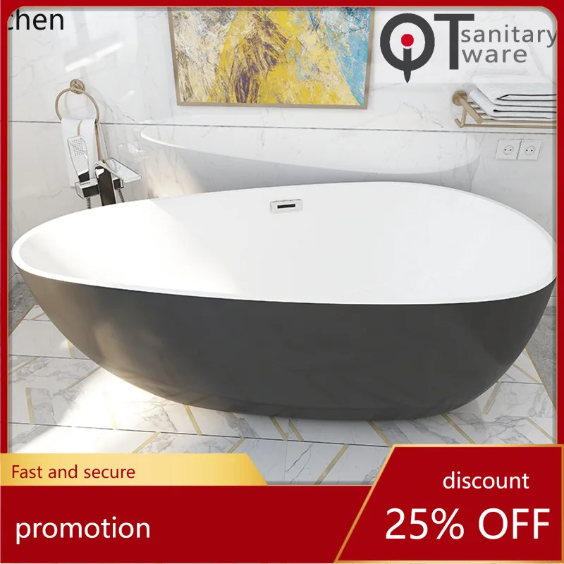 CZ Simple Thin Edge Acrylic Bathtub for Adults, Freestanding Bathtub for Homestays